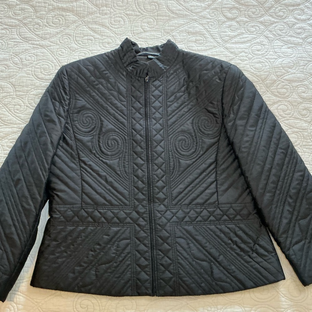 Linda Allred By Ellen Tracy Black Quilted Jacket Women’s Size 14
